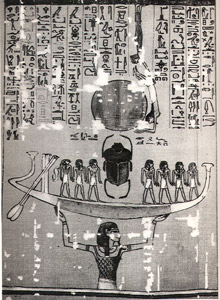 Shu (Air) holds Boat of Ra (Sun)